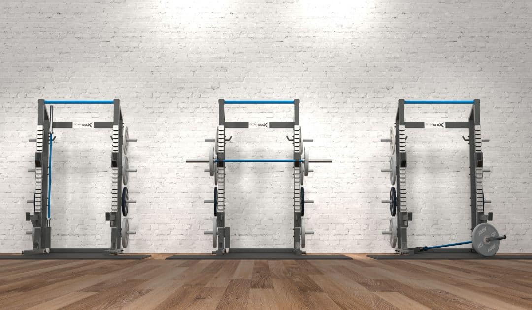 Squat racks for strength training.